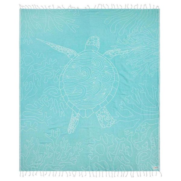 SAND CLOUD Sea Turtle Reef Turquoise Large Towel