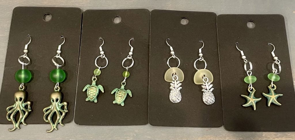 Recycled beach glass earrings