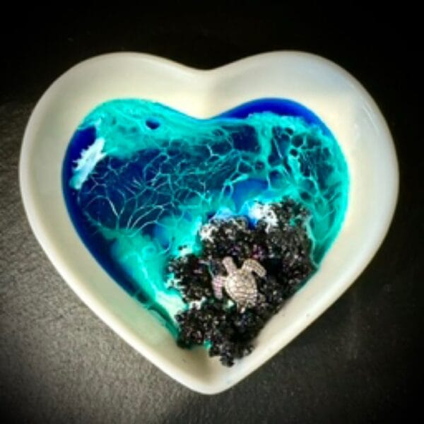 Ocean Waves Heart, Ceramic 3”