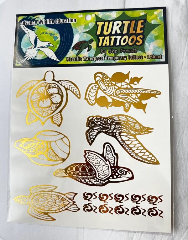 Turtle Tattoos Gold Metallic
