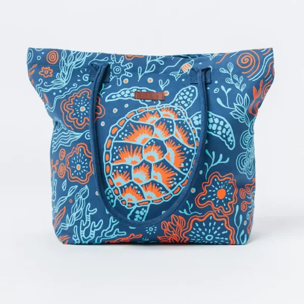 Sand Cloud Reef Turtle Beach Tote Blue