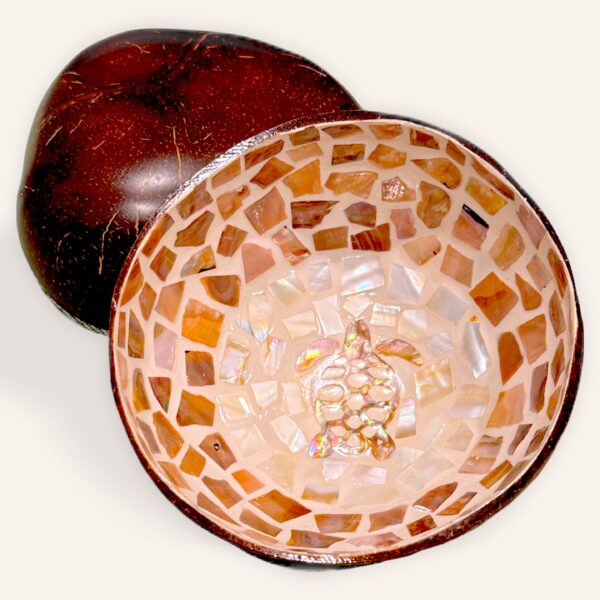 Hoku #14 Deco Coconut Bowl Honu Mosaic