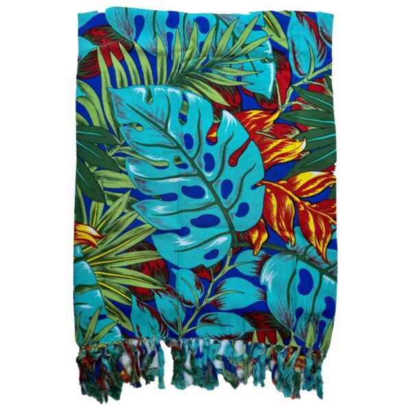 Blue Monstera Sarong Hawaiian Pareo