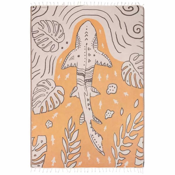 Sand Cloud Monstera Shark Large Orange Towel