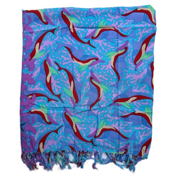 Blue Dolphins Sarong Hawaiian Pareo