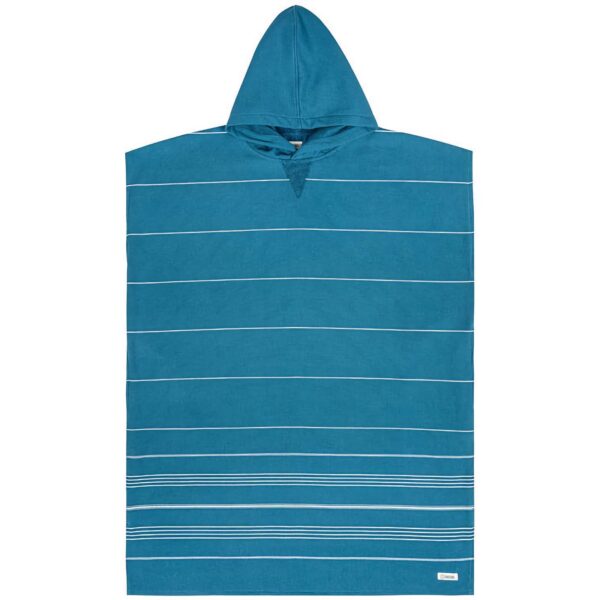 Sand Cloud Classic Stripe Hooded Pancho Teal Blue