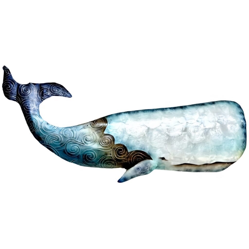 Blue capiz whale wall art