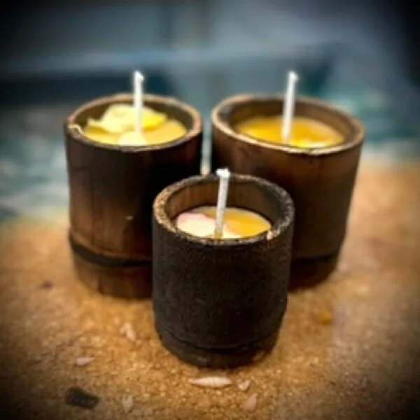 2” Handmade Bamboo And Beeswax Candle