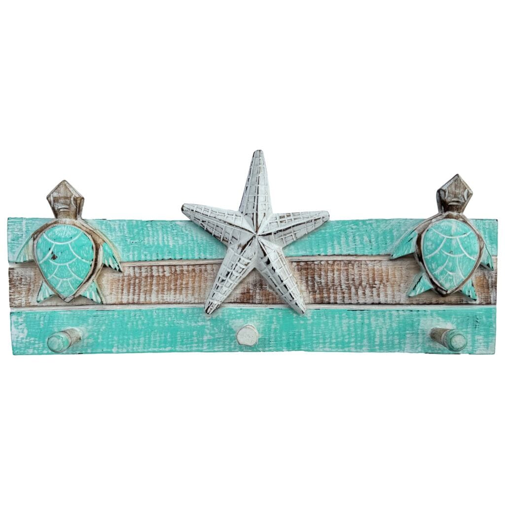 Sea turtle peg hanger aqua blue / sand