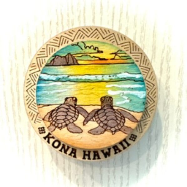 Honu Sea Turtle Hatchling Wood Magnet