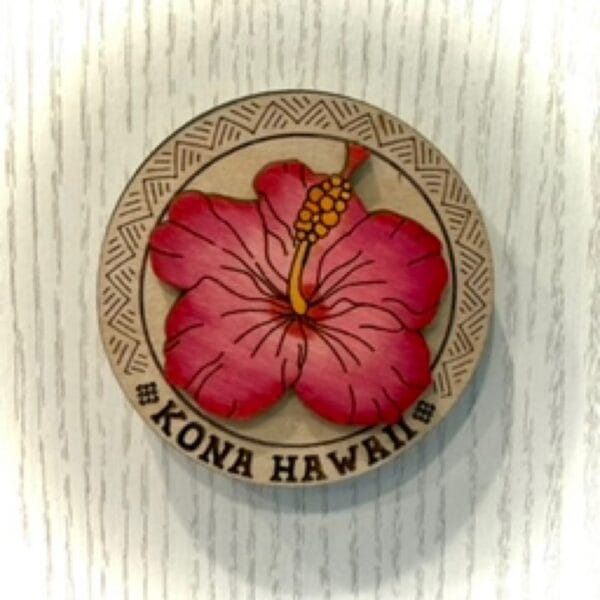 Hibiscus Flower Wood Magnet