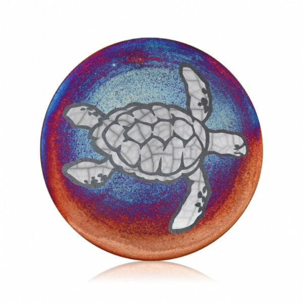 Hand Painted Honu Sea Turtle Raku Coaster