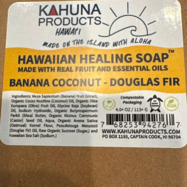 Banana Coconut Douglas Fir Hawaiian Healing Soap