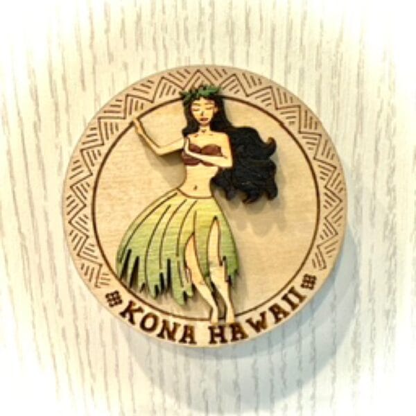 Hula Dancer Wood Magnet