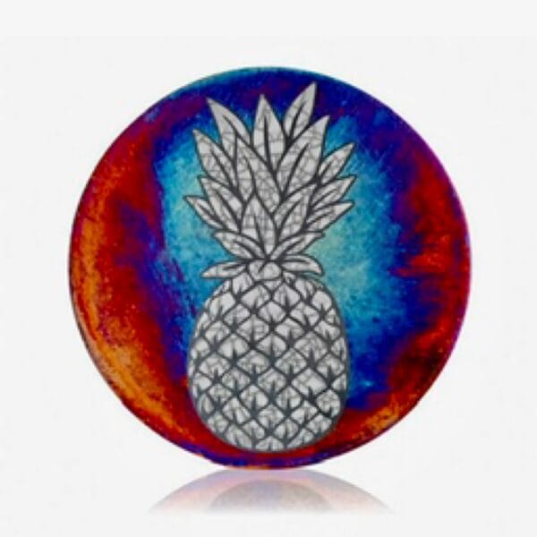 Hand Painted Pineapple Raku Coaster