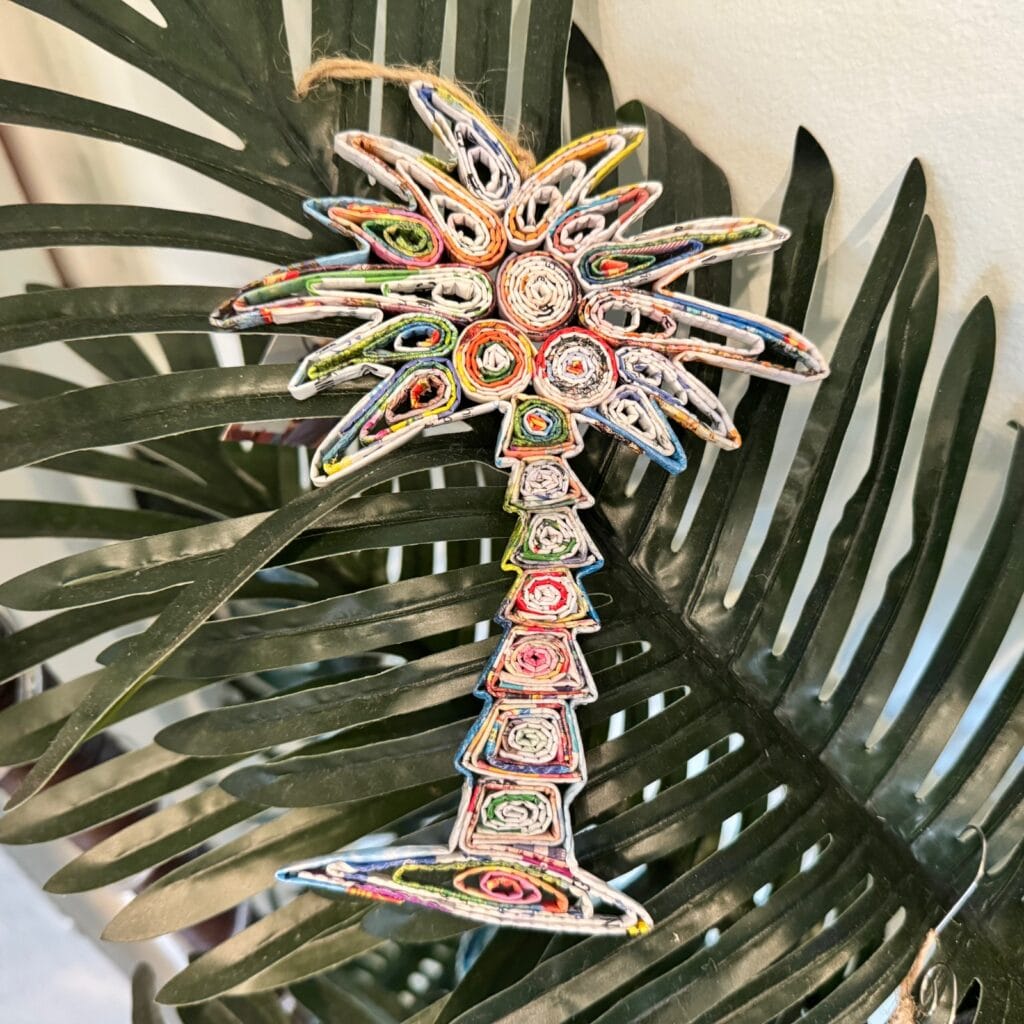 Palm Tree Upcycled Magazine Ornament