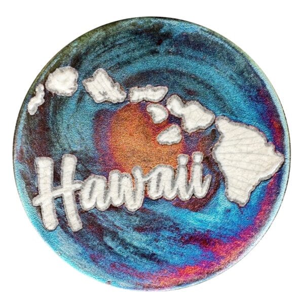 Hand Painted Hawaii Raku Coaster