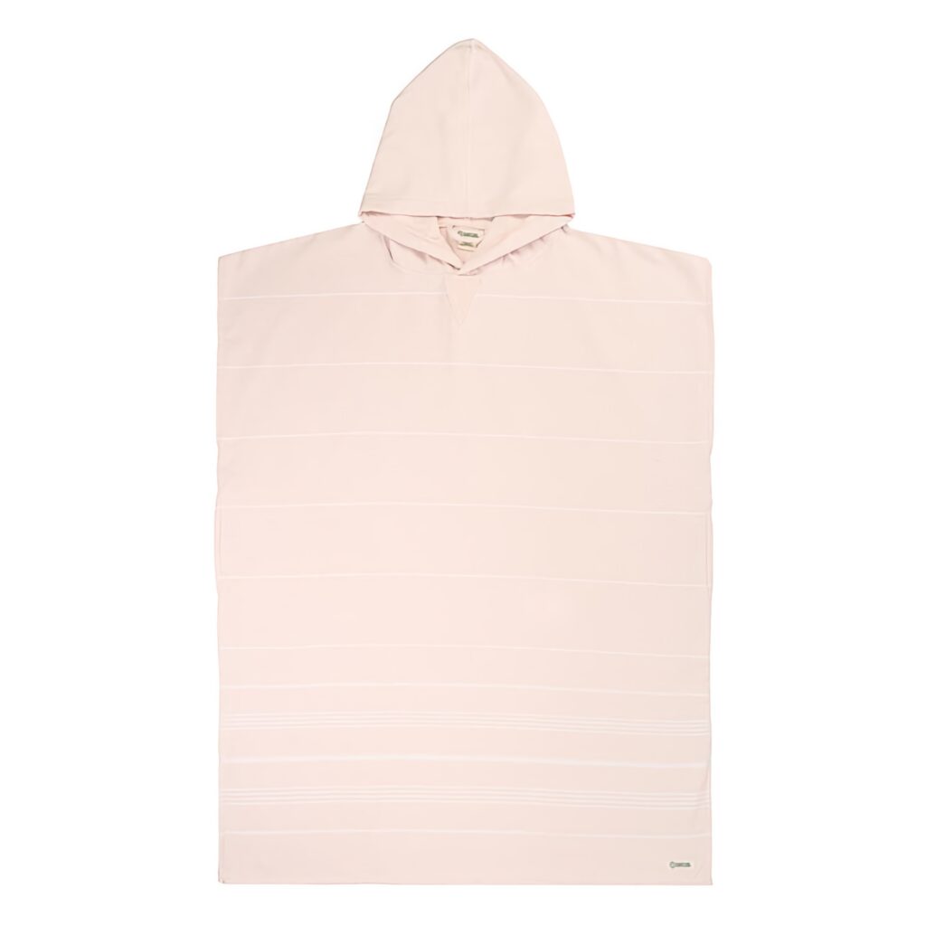Sand cloud classic border hooded pancho calcite pink