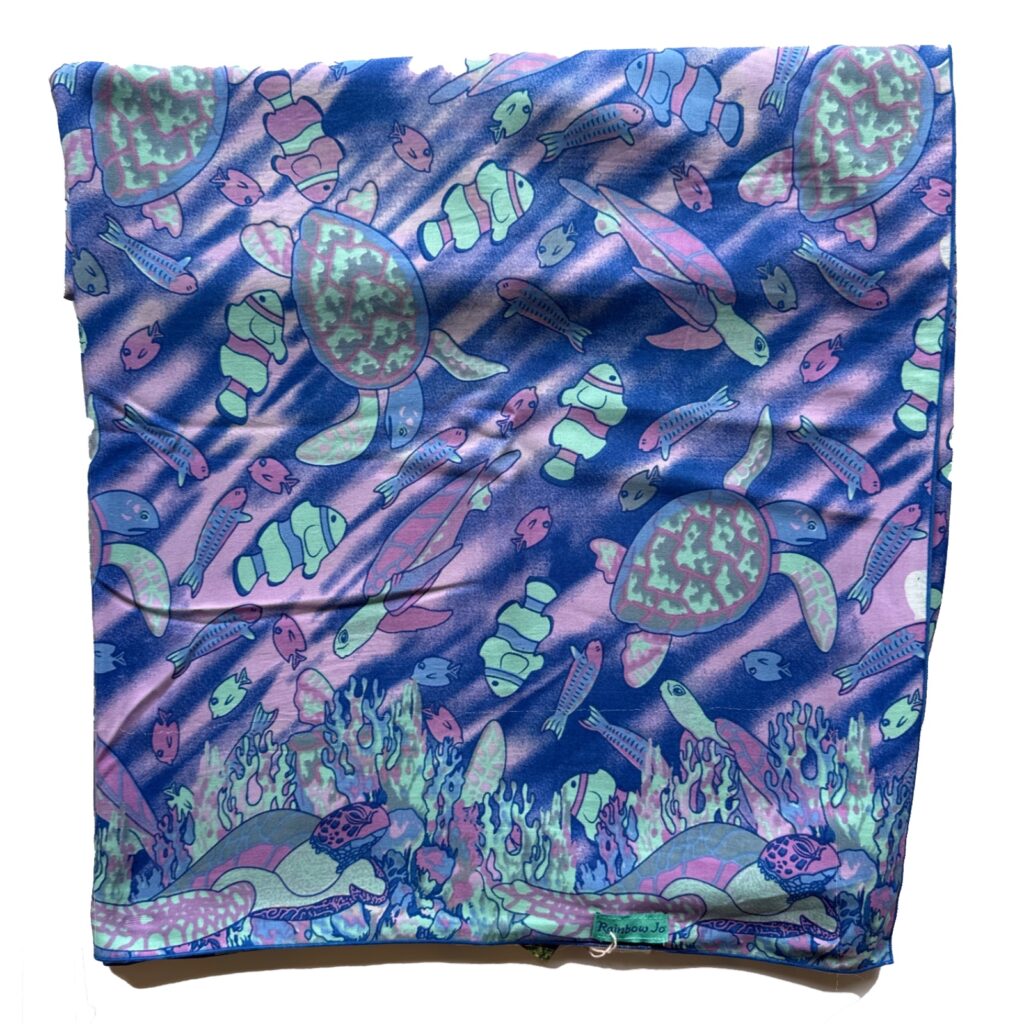 Green pink honu and fish sarong hawaiian pareo