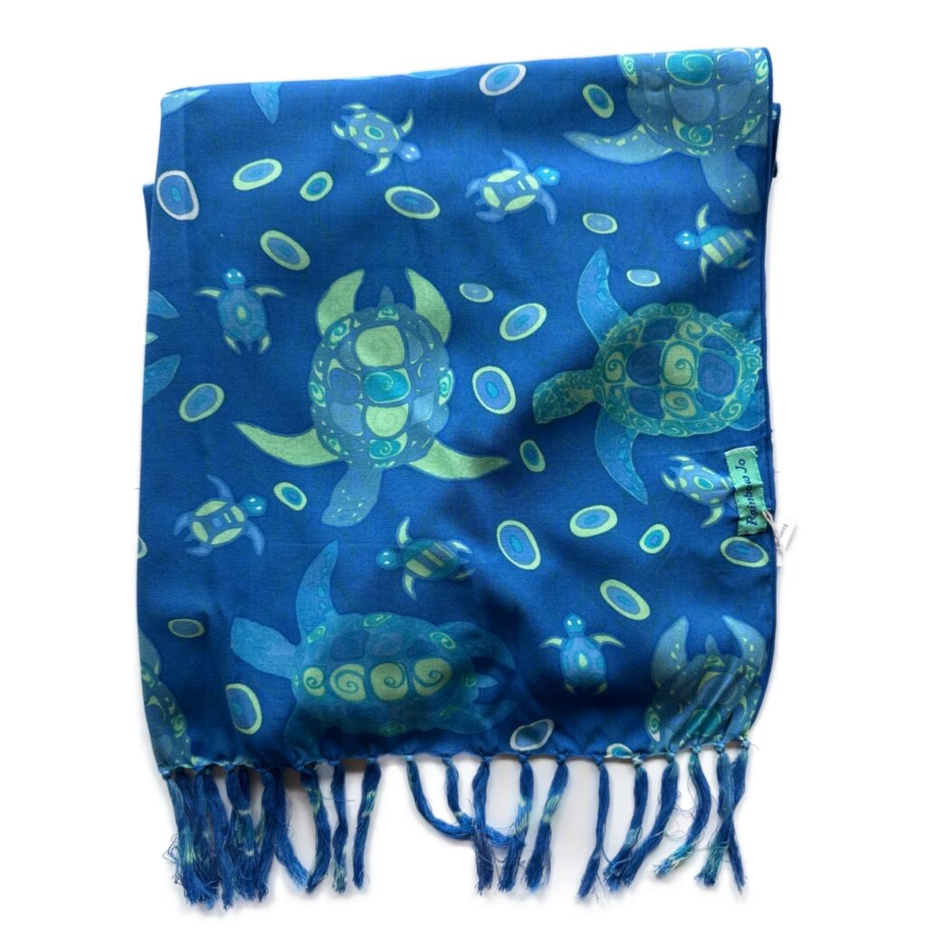 Green blue honu mosaic sarong hawaiian pareo