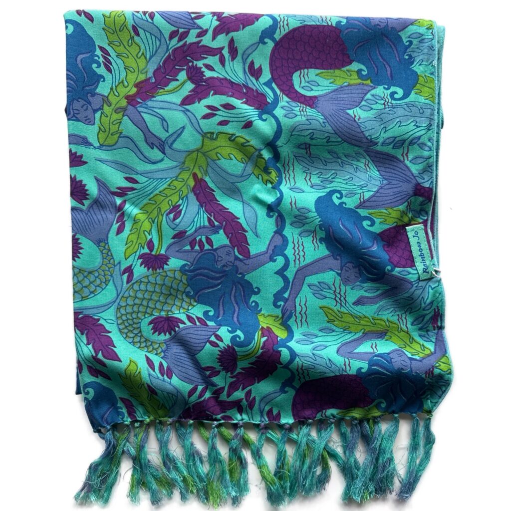 Purple yellow mermaid sarong hawaiian pareo
