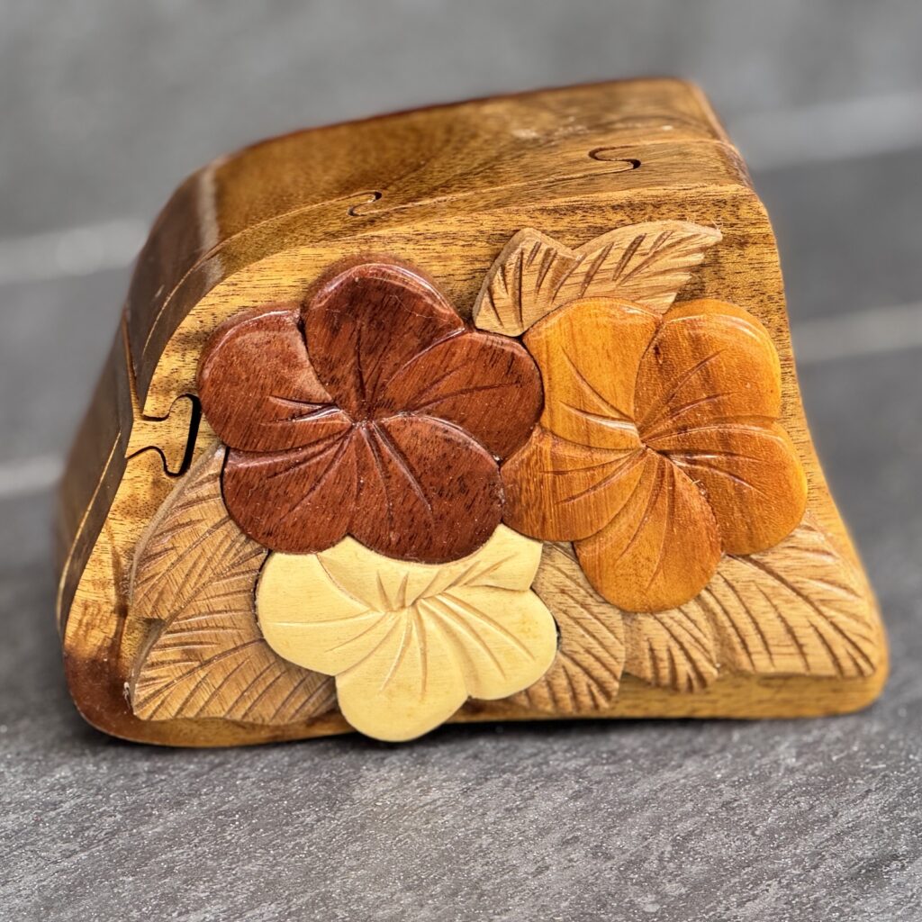 Floral wooden puzzle box
