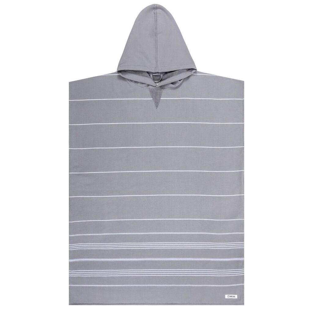 Sand cloud classic border hooded poncho grey