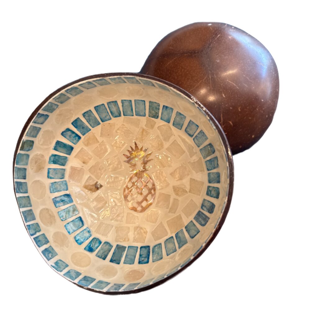 Blue and Gold Coconut Bowl Hoku Pineapple