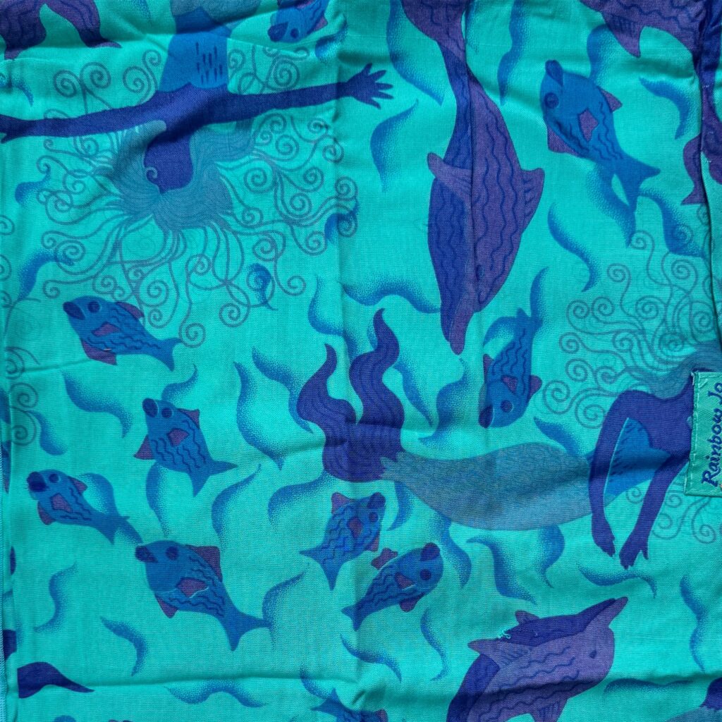 Curly Hair Mermaid w/Purple Dolphins Sarong Hawaiian Pareo