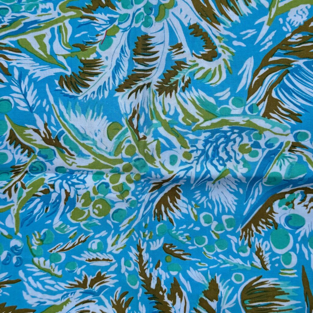 Blue Gold Fern Forest Sarong Hawaiian Pareo