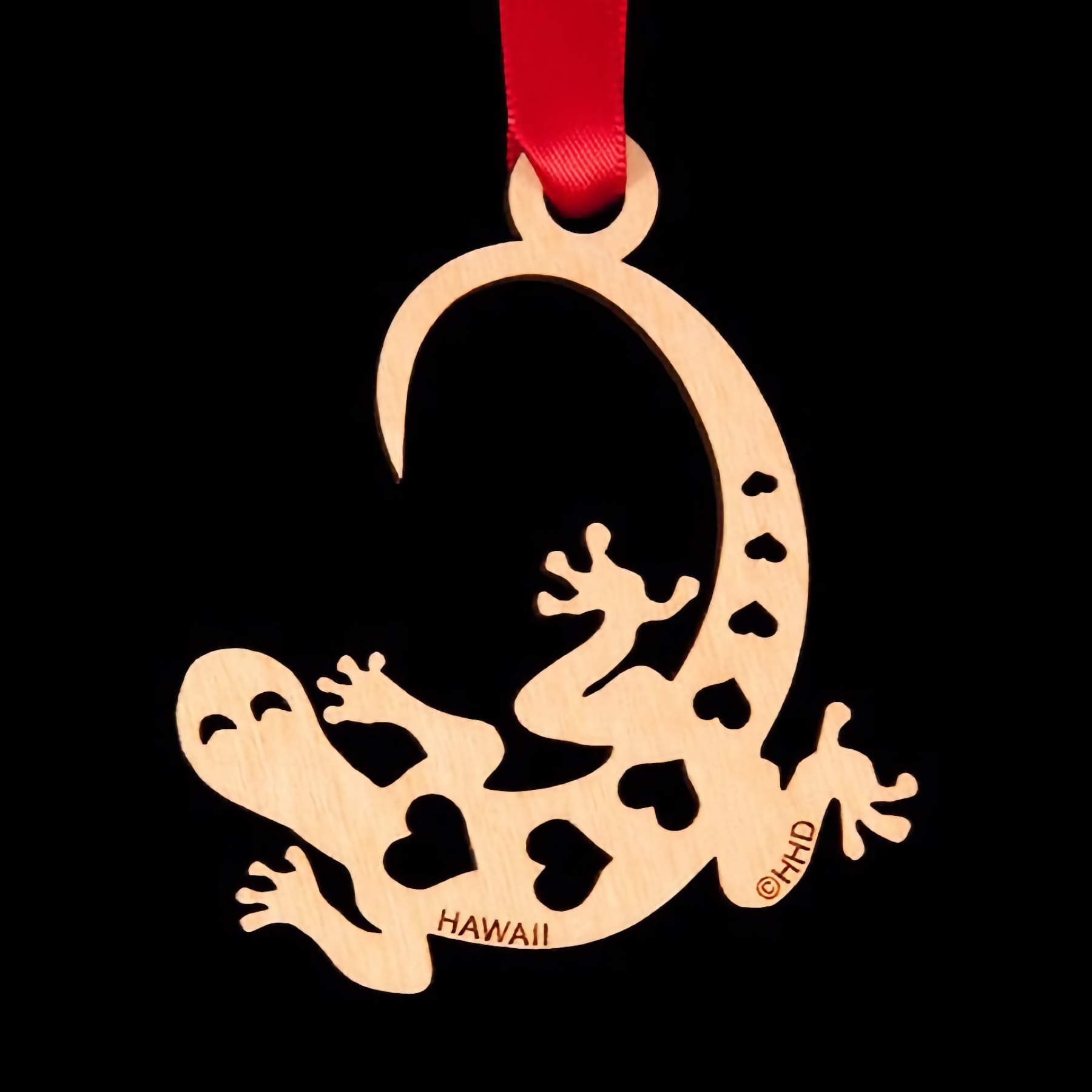 I Love Geckos Birch Christmas Ornament