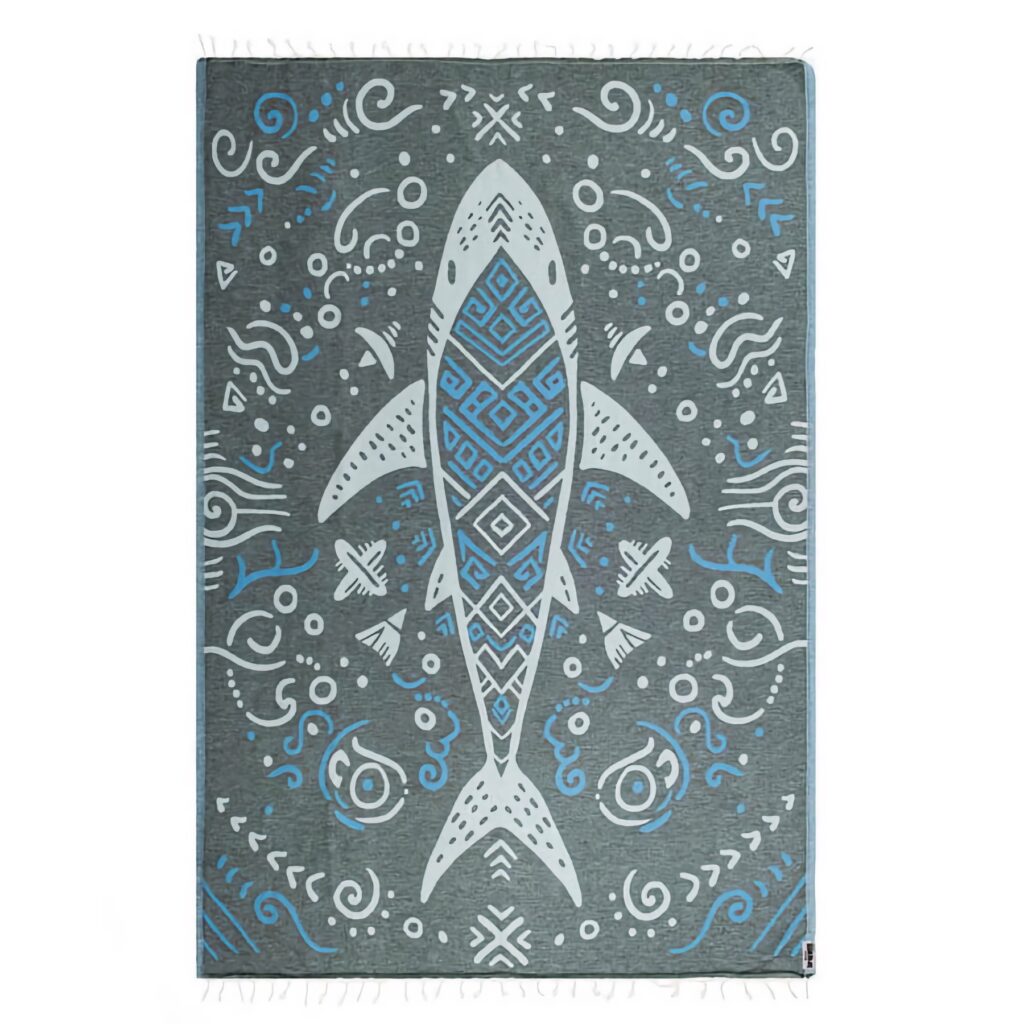 SAND CLOUD Boho Mako Shark Discovery Shark Week Large Towel