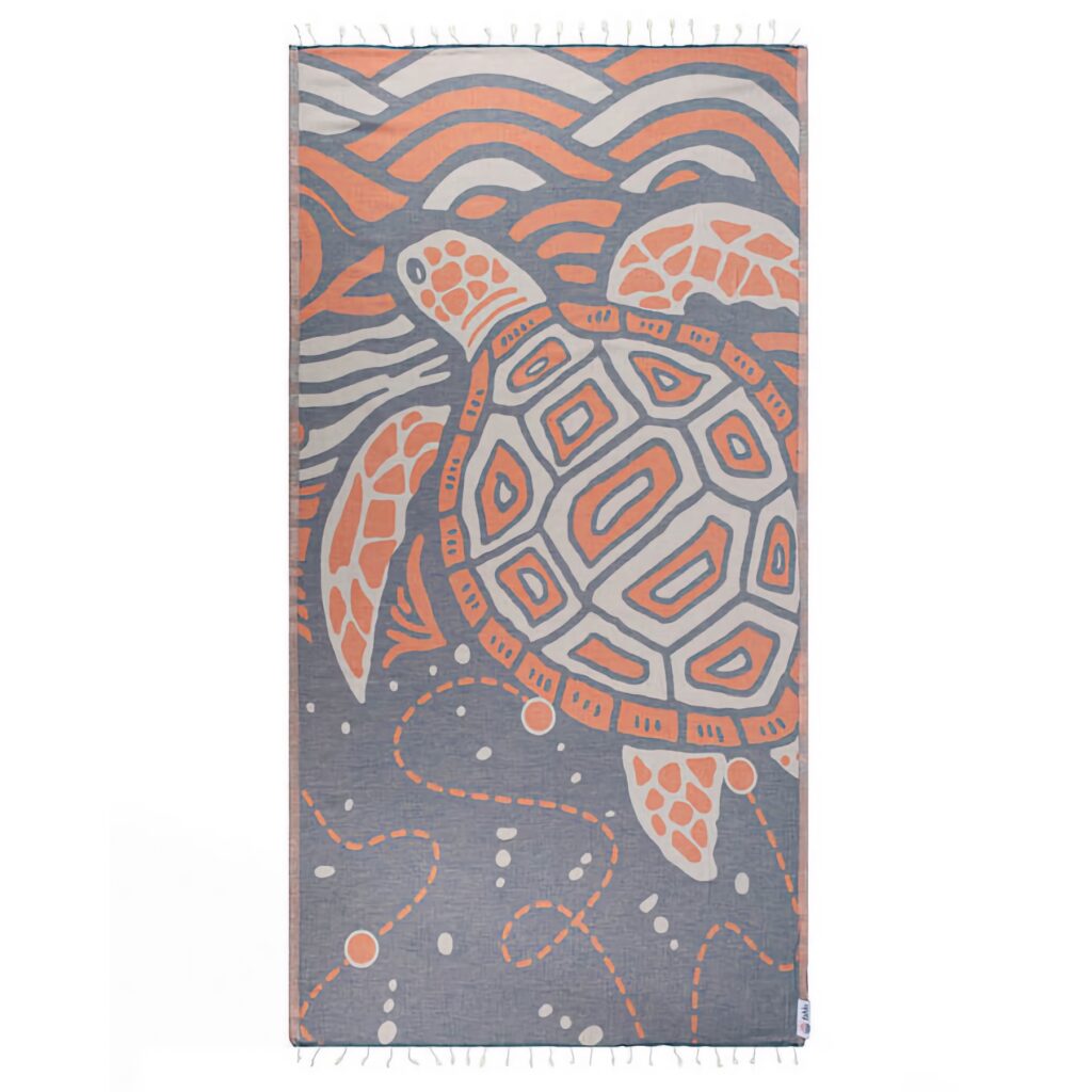 SAND CLOUD and FAHLO Journey Turtle Coral Regular Towel