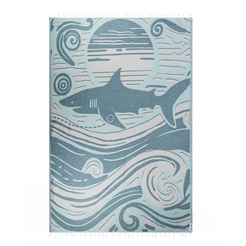SAND CLOUD and FAHLO Voyage Shark Blue Large Towel