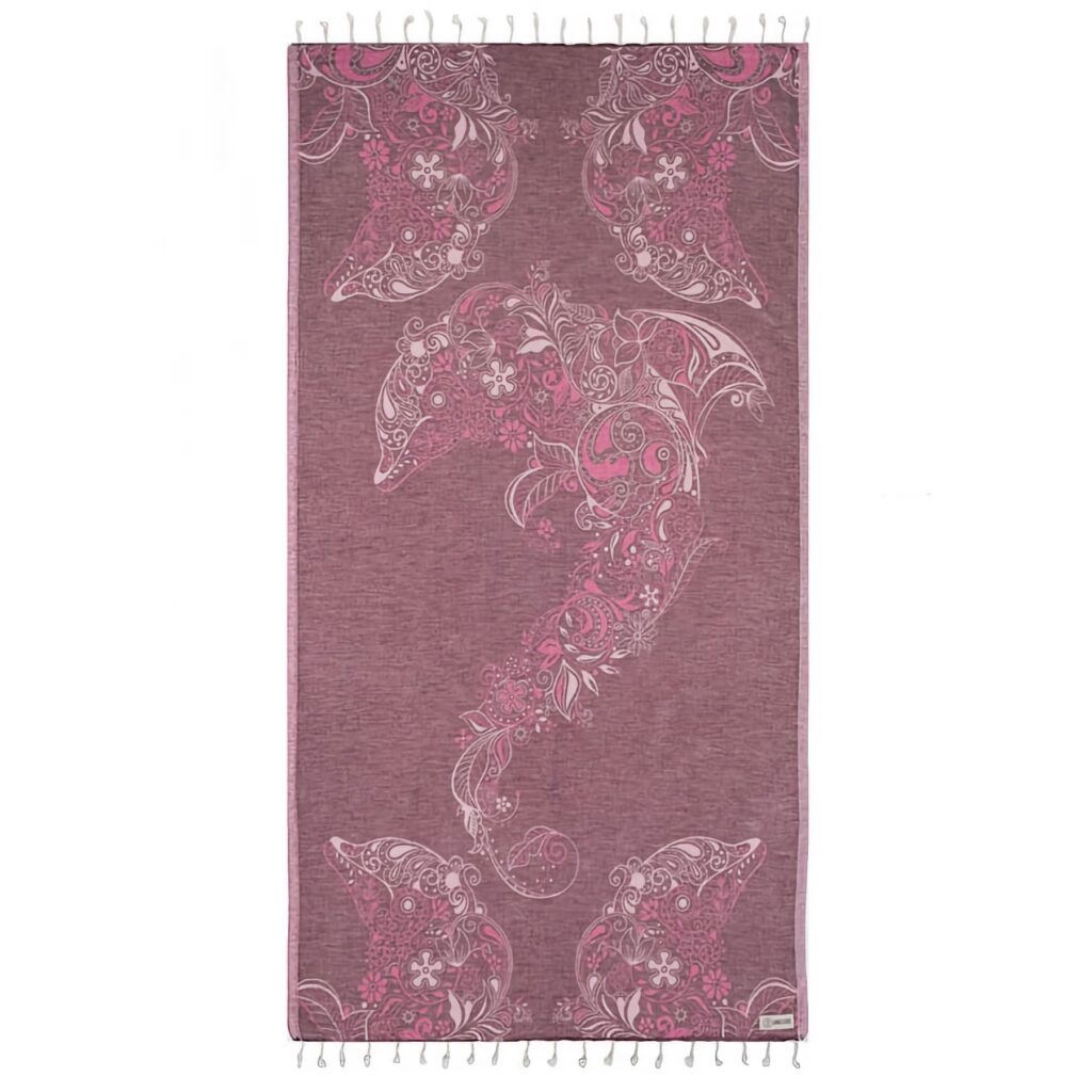 SAND CLOUD Floral Dolphins Fig Regular Towel