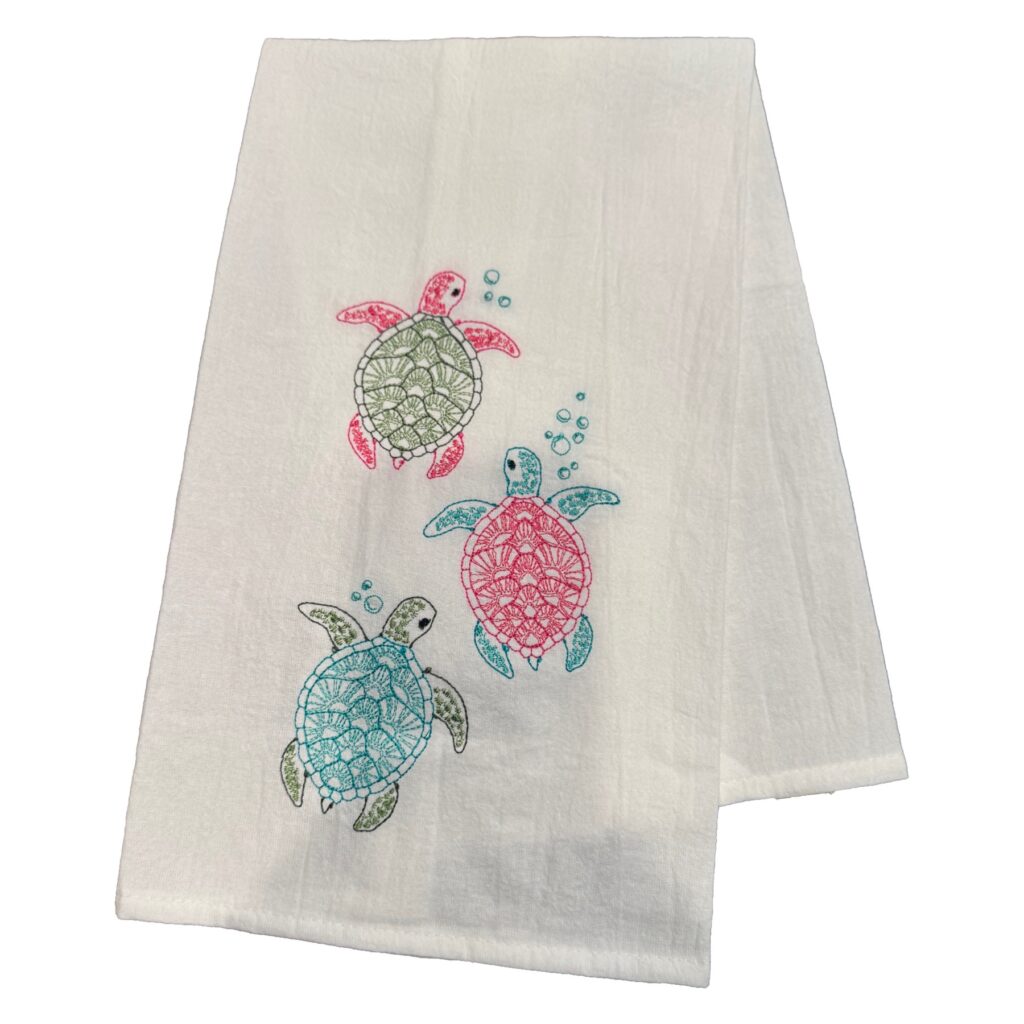 Flour Sack Towel Rainbow Turtles
